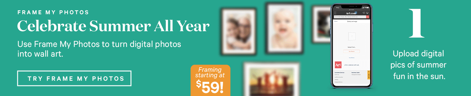 FRAME MY PHOTOS. Celebrate summer all year. Use Frame My Photos to turn digital photos into wall art. Framing starting at $59. 1. Upload your favorite digital photo.  2. Customize on canvas, in a frame. 3. Your customized photo art ships fast and FREE! Turn pics into art. >