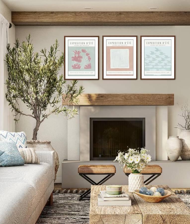 The Pastel Poster Gallery - Mixing the sophisticated imagery with soothing pastel tones, this collection by Kristine Hegre evokes a cool, modern vibe.,Small Gallery Wall (69" X 29" Finished Size)